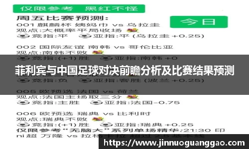 菲利宾与中国足球对决前瞻分析及比赛结果预测